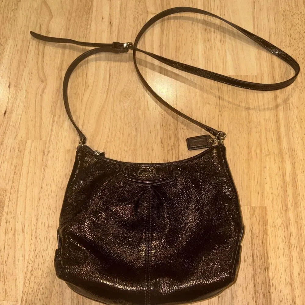 Coach F48252 Ashley Mahogany Brown Patent Leather Y2K Limited Edition Crossbody